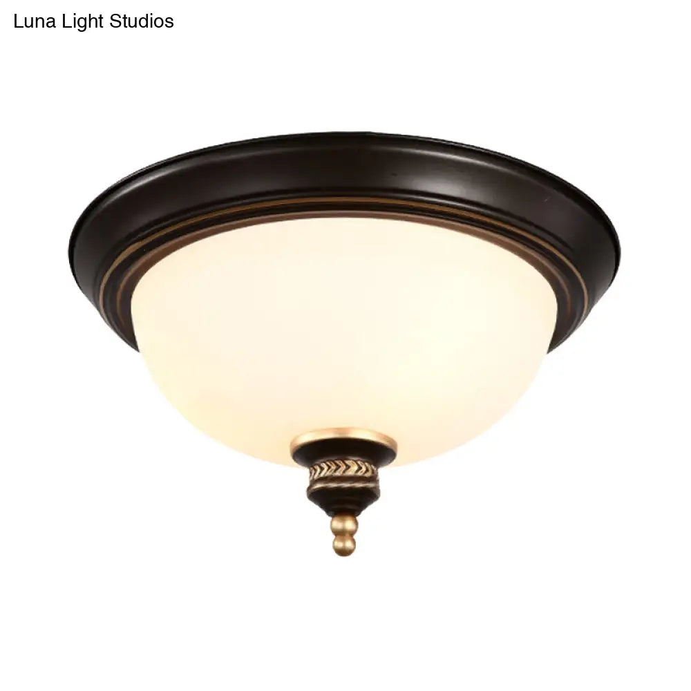 Modern Opal Glass 3-Bulb Black Flush Mount Ceiling Light Fixture For Bedroom