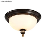 Modern Opal Glass 3-Bulb Black Flush Mount Ceiling Light Fixture For Bedroom