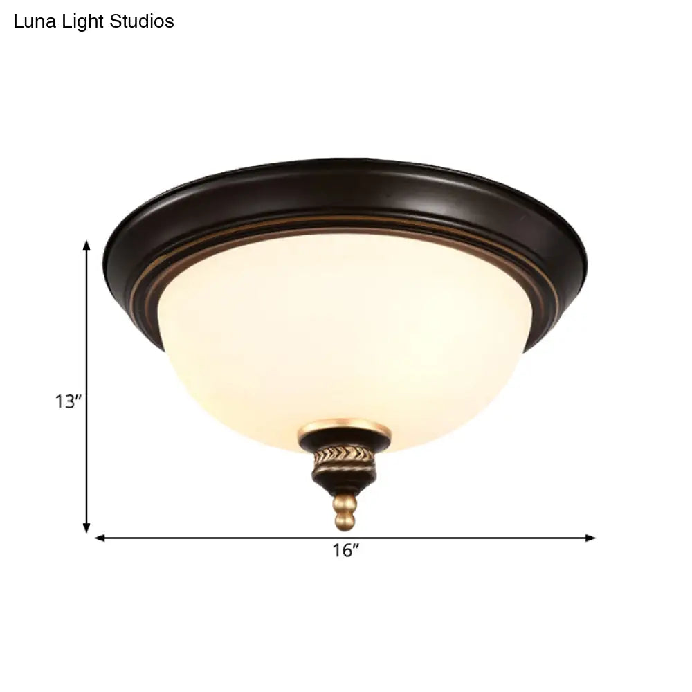 Modern Opal Glass 3-Bulb Black Flush Mount Ceiling Light Fixture For Bedroom