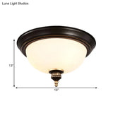 Modern Opal Glass 3-Bulb Black Flush Mount Ceiling Light Fixture For Bedroom