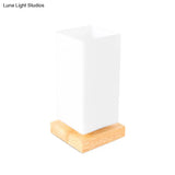 Modern Opal Glass Bedroom Reading Lamp - Black Rectangle Desk Lighting With Wooden Base