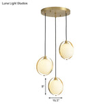 Modern Opal Glass Cluster Pendant Light With 3 Gold Heads & Canopy
