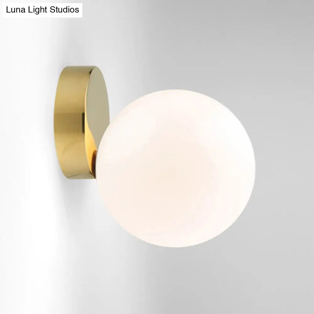Modern Opal Glass Flush Mount With 1-Light Spherical Shade For Hallway Lighting