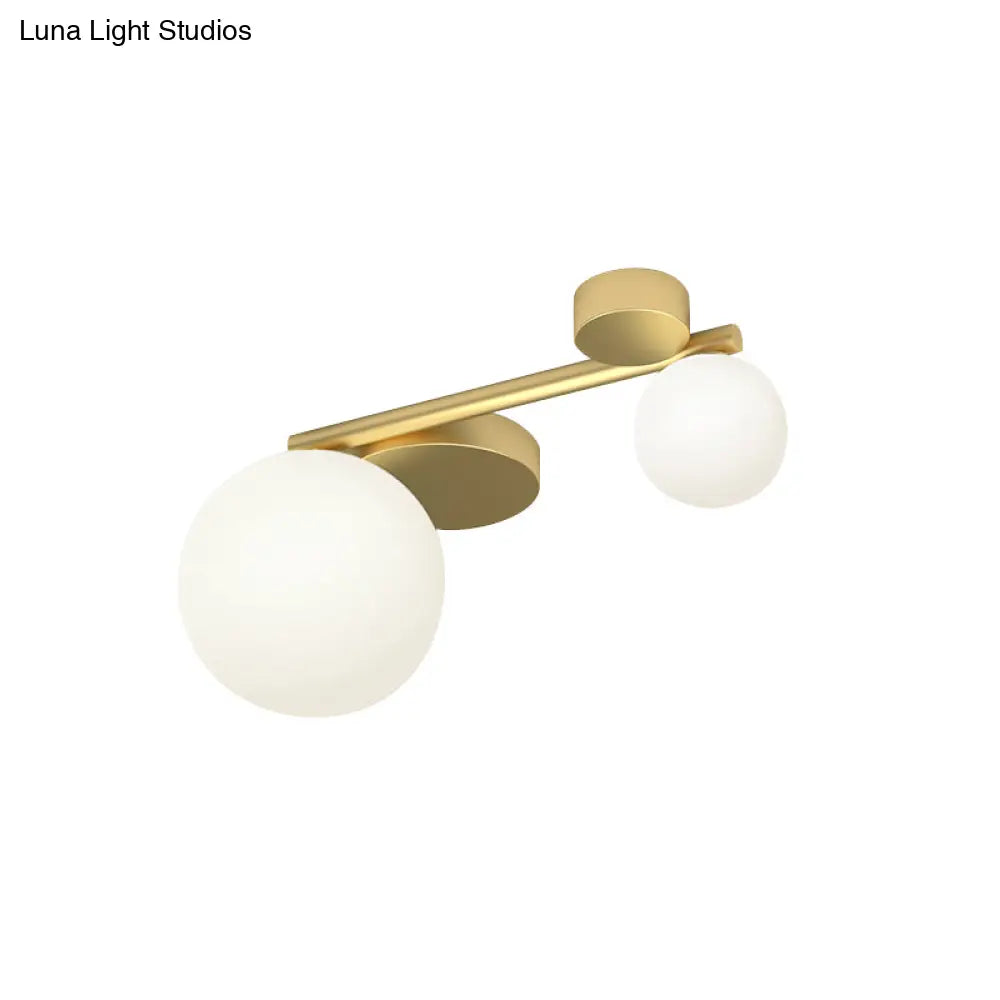 Modern Opal Glass Plafond - Brass Finish Led Lights Flush Mount Ceiling Lamp