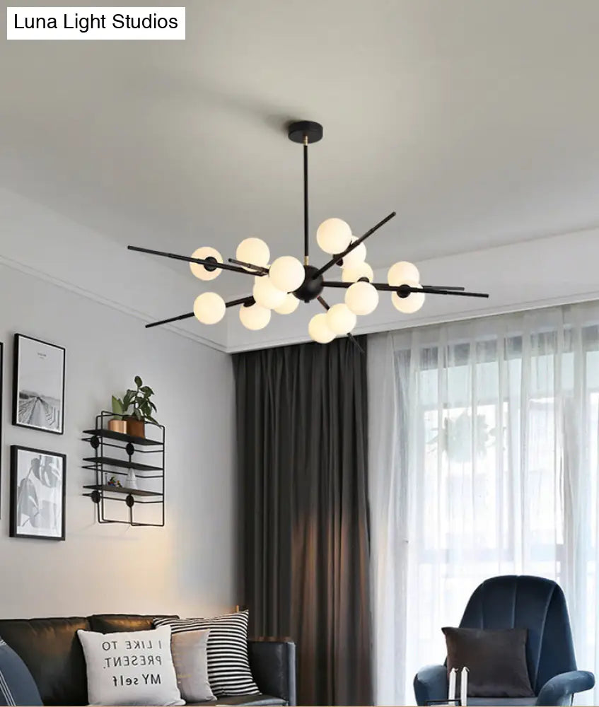 Modern Opal Glass Starburst Chandelier - Stylish Ceiling Light For Living Room
