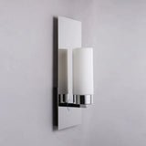 Modern Opal Glass Tube Wall Sconce Light With Chrome Finish And Metal Backplate