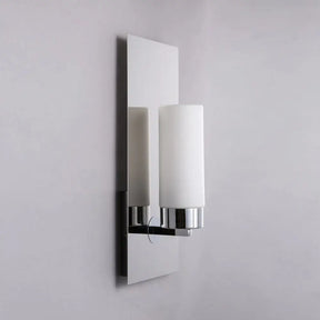 Modern Opal Glass Tube Wall Sconce Light With Chrome Finish And Metal Backplate