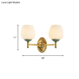 Modern Opal Glass Wall Sconce With Gold Porcelain Cap - 1/2-Light Hall Mount Fixture