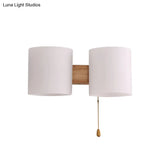 Modern Opaline Glass 2-Light Wall Mount With Pull Chain - Beige