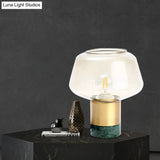 Modern Open-Top Glass Night Light With Gold Plug-In Table Lamp & Marble Base