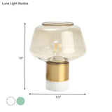 Modern Open-Top Glass Night Light With Gold Plug-In Table Lamp & Marble Base