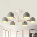 Modern Orb Hanging Chandelier With 6 Lights - Metal Pendant Fixture For Living Room Grey