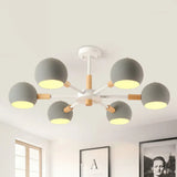 Modern Orb Hanging Chandelier With 6 Lights - Metal Pendant Fixture For Living Room Grey