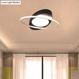 Modern Orbit Ceiling Flush Light - Led Bedroom Flushmount 18’/23’ Wide Black/White Acrylic