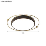 Modern Orbital Metal Flush Mount Led Ceiling Light In Black-Gold Warm/White - 16’/19.5’ Wide
