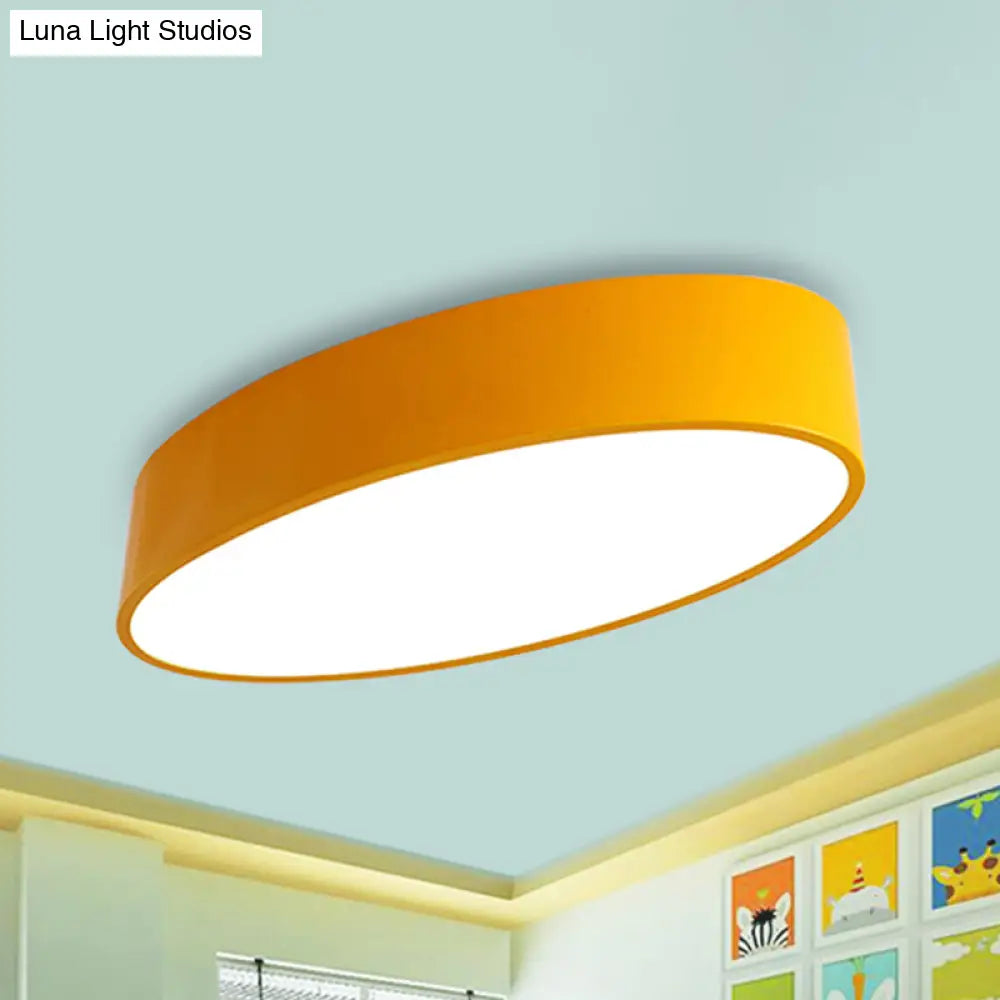Modern Oval Acrylic Led Flush Mount Ceiling Light - Simple Style Lamp For Kids’ Bedrooms Multiple