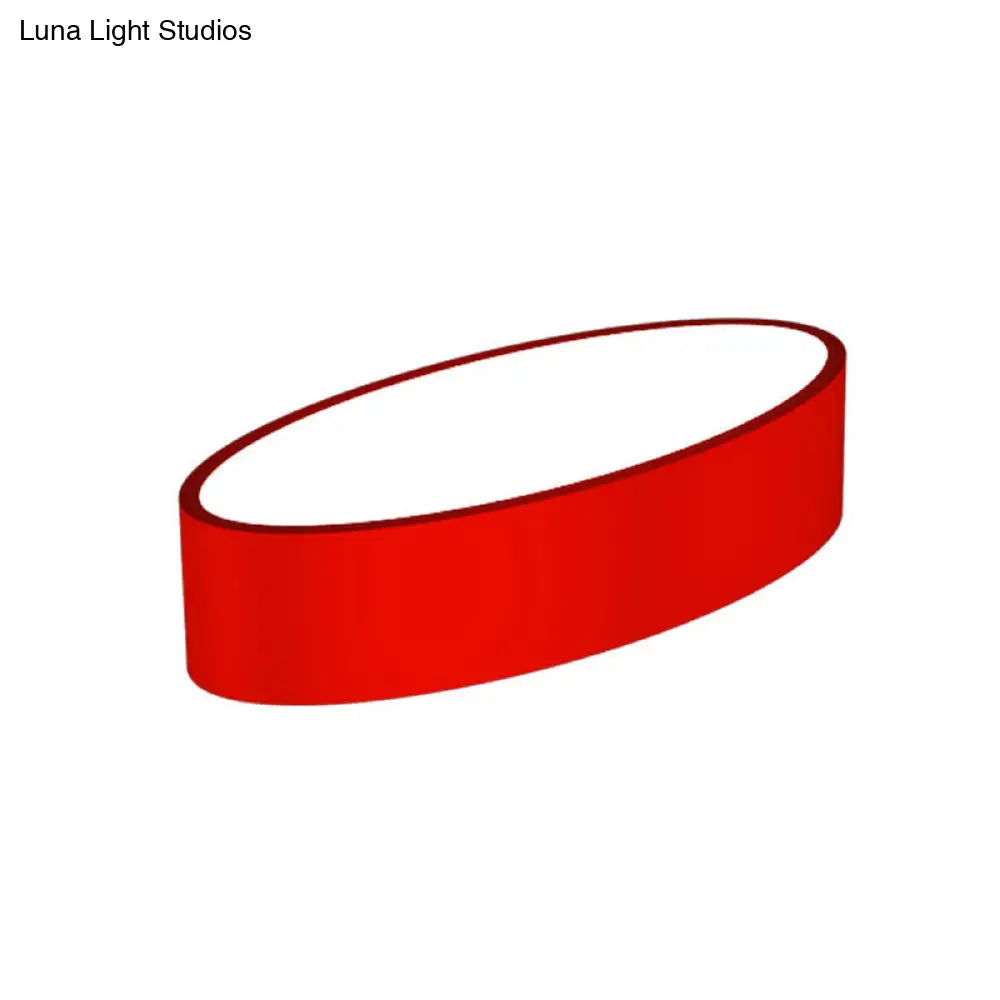 Modern Oval Acrylic Led Flush Mount Ceiling Light - Simple Style Lamp For Kids’ Bedrooms Multiple