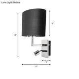 Modern Oval Black Fabric Led Wall Sconce Light For Bedside