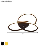 Modern Oval Ceiling Flush Metallic Led Bedroom Semi Mount Lighting - 19/25.5 Width Black/Gold