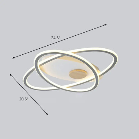 Modern Oval Flush Mount Led Ceiling Light Fixture For Bedroom Grey / 20.5’(53Cm) Warm