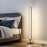 Modern Oval Frame Led Bedside Floor Lamp In Black - Simplicity Acrylic With Adjustable Light: Warm