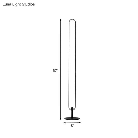Modern Oval Frame Led Bedside Floor Lamp In Black - Simplicity Acrylic With Adjustable Light: Warm