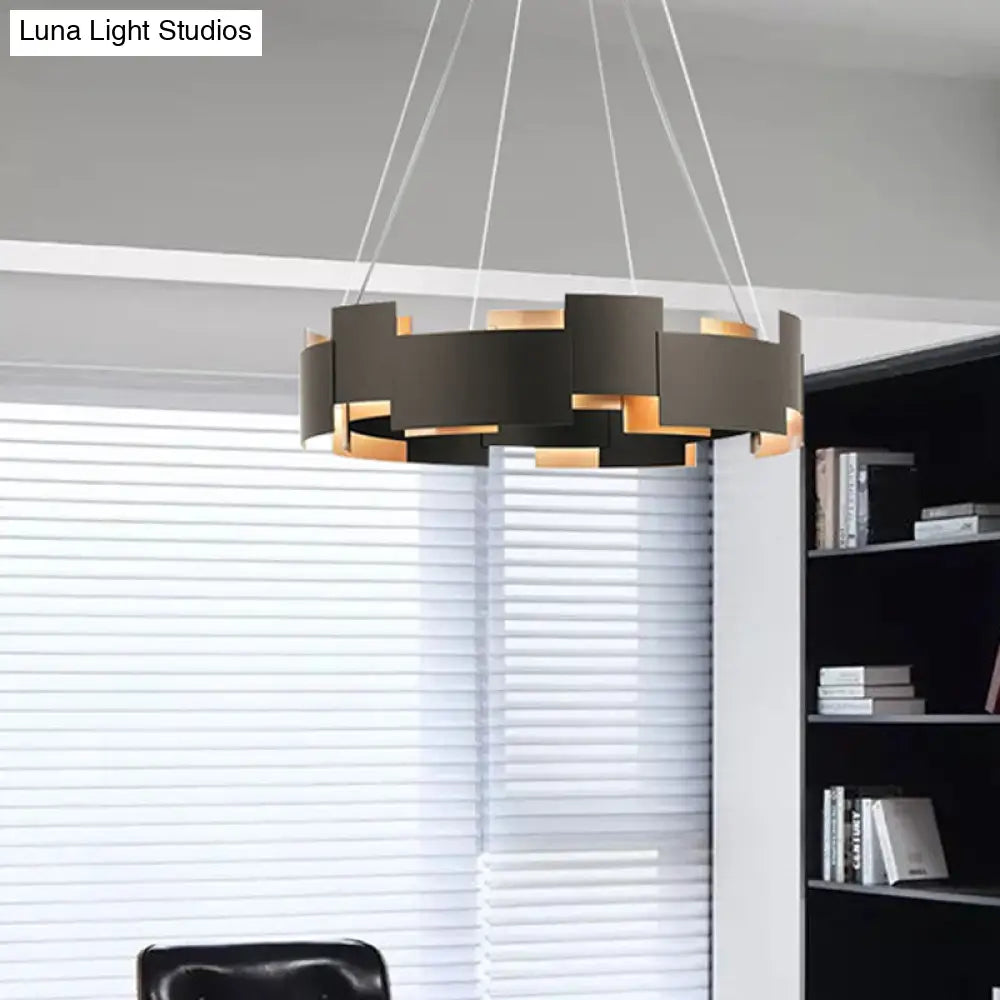 Modern Oval Iron Chandelier with 8 Bulb Suspension Light in Black and Gold Black