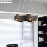 Modern Oval Iron Chandelier with 8 Bulb Suspension Light in Black and Gold Black