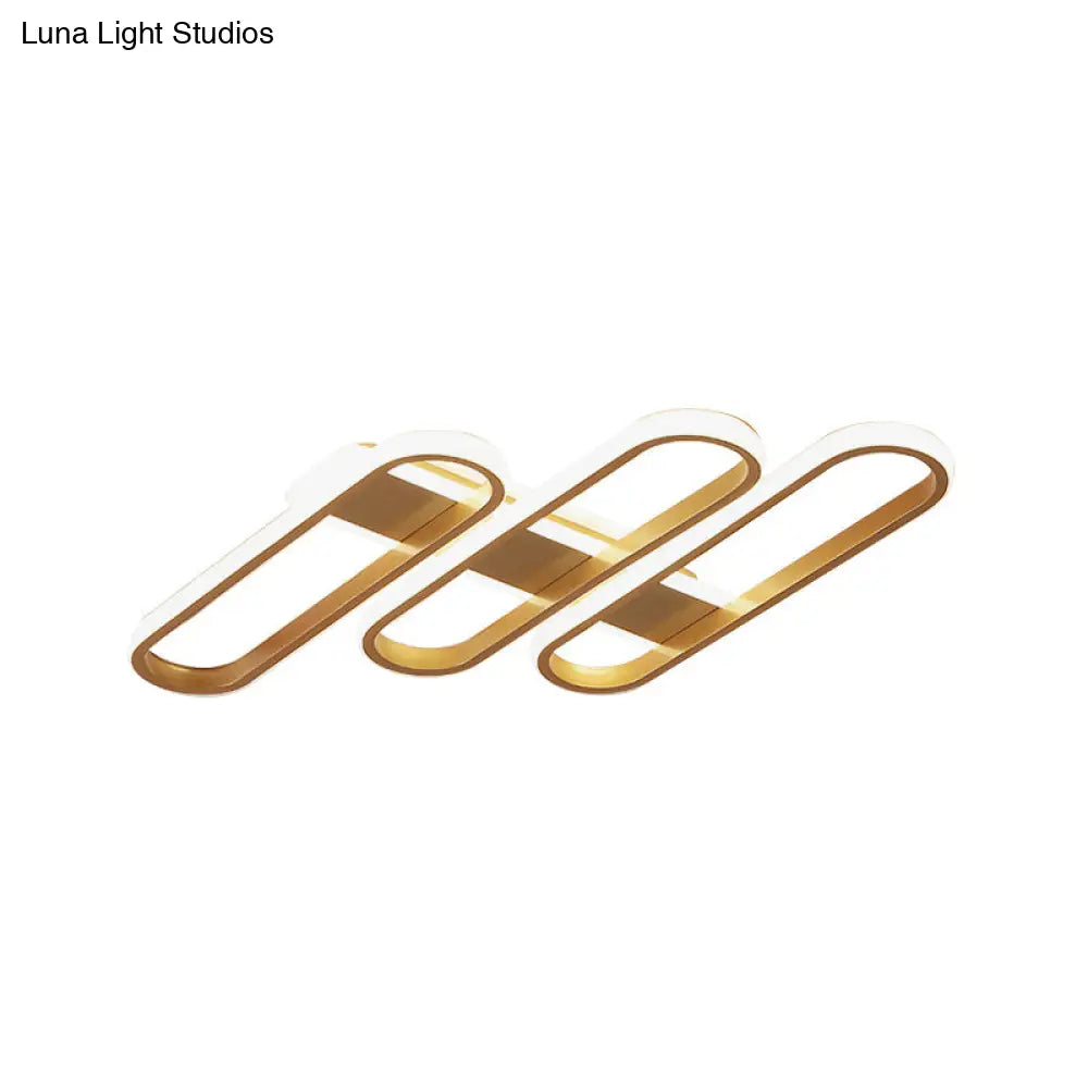 Modern Oval Led Gold Ceiling Lamp – Acrylic Flush Mount Lighting In Warm/White Light - Ideal For