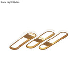 Modern Oval Led Gold Ceiling Lamp – Acrylic Flush Mount Lighting In Warm/White Light - Ideal For