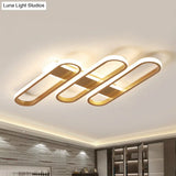 Modern Oval Led Gold Ceiling Lamp – Acrylic Flush Mount Lighting In Warm/White Light - Ideal For