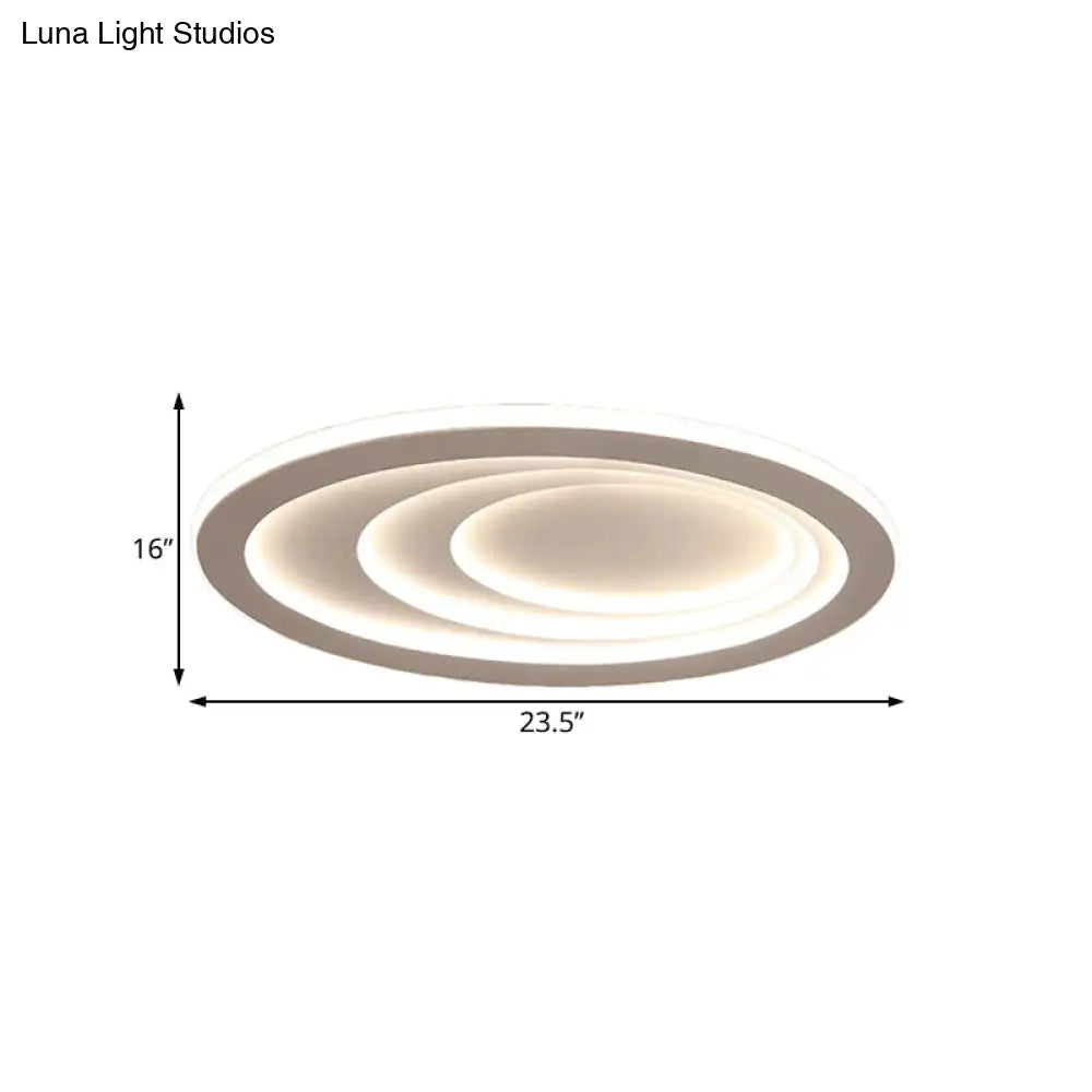 Modern Oval Living Room Ceiling Lamp - Acrylic Led Flush Mount Adjustable Width