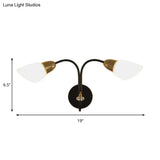 Modern Oval Milky Glass Wall Mounted Lamp: Black Living Room Sconce Light