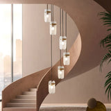 Modern Oval Panel Pendant Light Fixture For Glass Staircase 6 / Clear
