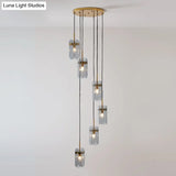 Modern Oval Panel Pendant Light Fixture For Glass Staircase