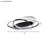 Modern Oval Ring Acrylic Flushmount Lighting In White/Black With Warm/White Led For Bedroom Ceiling