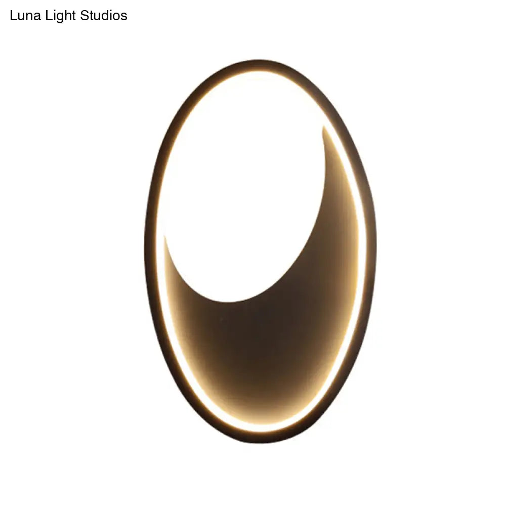 Modern Oval Wall Sconce Light - Acrylic White/Black Led Lamp For Bedroom Warm/White