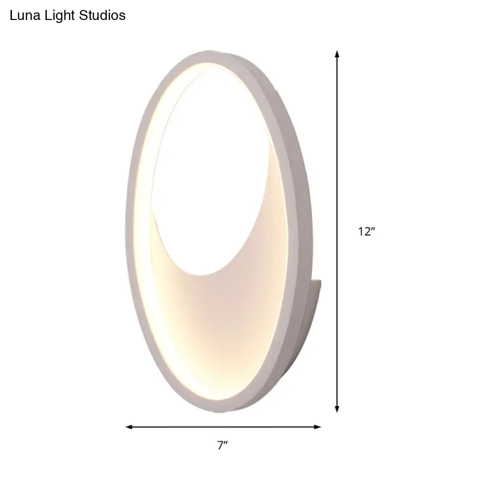 Modern Oval Wall Sconce Light - Acrylic White/Black Led Lamp For Bedroom Warm/White