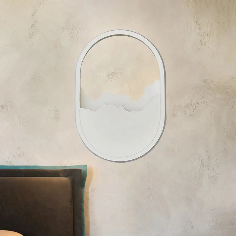 Modern Oval Wall Sconce With Led Lighting For Your Bedroom White /