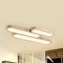 Modern Oval Wood Ceiling Light Fixture With Diffuser - 1 - Light Office Flush Mount Lamp Sizes: