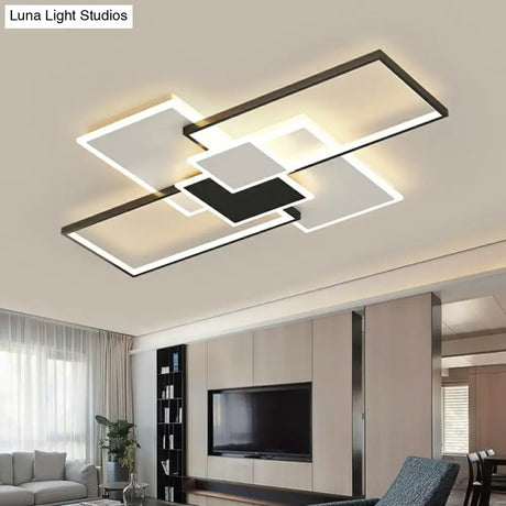 Modern Overlap Ceiling Light: Stylish Metal Flush Mount Fixture For Bedrooms