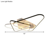 Modern Overlapping Acrylic Ceiling Light - Led Black/White Semi Flush Mount 33’/42’ Width