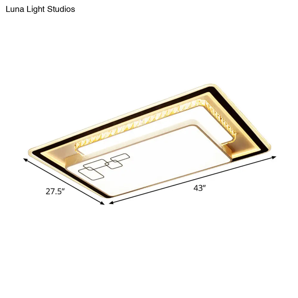 Modern Oversized Led Ceiling Lamp With Crystal Accent & Warm/White Light
