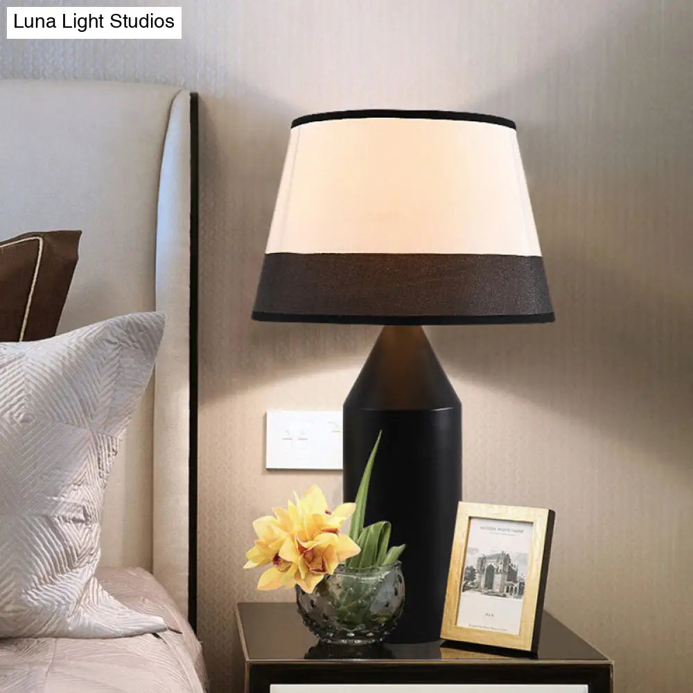 Modern Pencil Shape Desk Light Metal Bedside Lamp - 1-Bulb Nightstand In Black