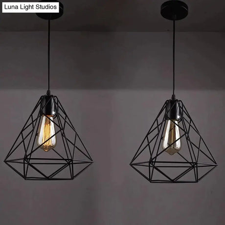 Modern Pendant Light Black Iron Hanging Cage Vintage E27Led Lamp Bulb Industrial Loft Retro Dining