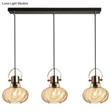 Modern Pendant Light Fixture - Stylish Down Lighting For Dining Room With Pumpkin Glass Shade