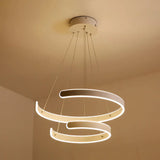 Modern Pendant Light For Dining Room - White Multi Ring Hanging Lamp With Neutral / Double