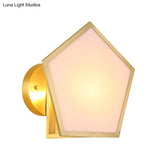 Modern Pentagon Metal Wall Sconce With Acrylic Shade - Brass Finish