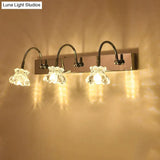Modern Petal Clear Glass Vanity Light Fixture With Gooseneck Arm - 3 Lights Silver Finish Wall