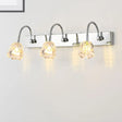 Modern Petal Clear Glass Vanity Light Fixture With Gooseneck Arm - 3 Lights Silver Finish Wall